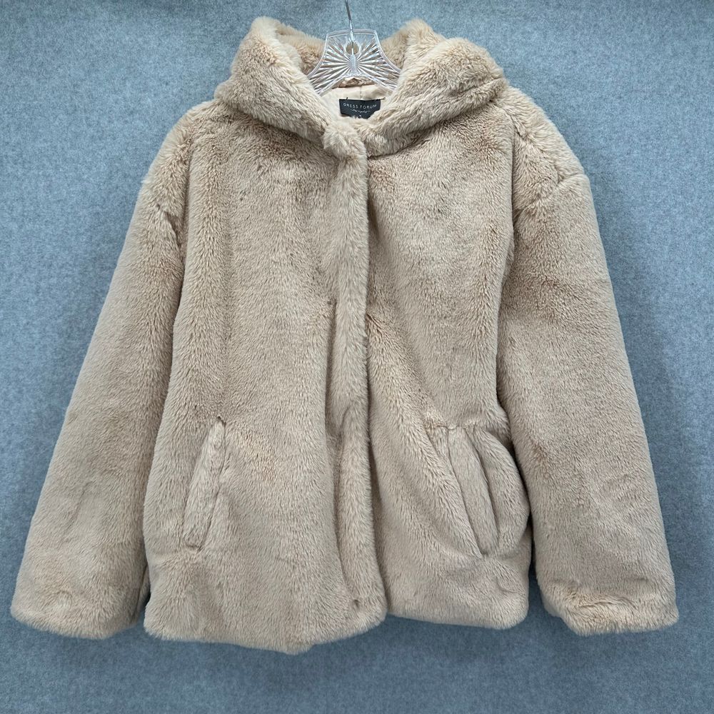 Dress Forum Faux Fur Hooded Jacket Lined Style FJ2960 Size Small